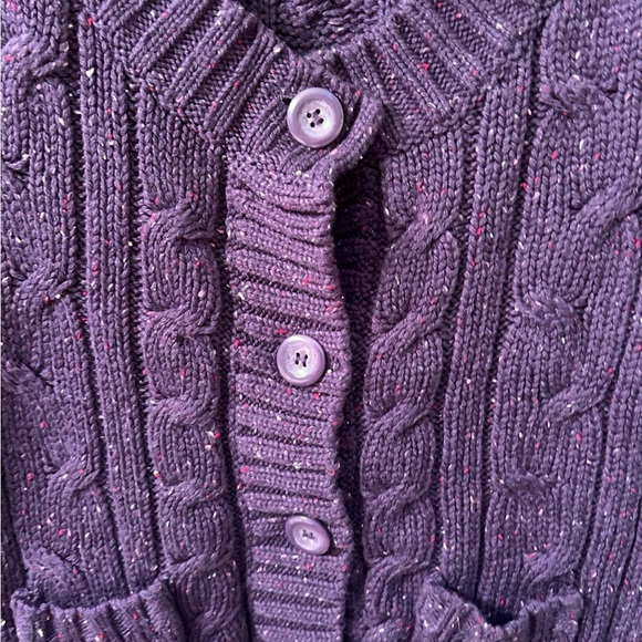 DECREE Cable knit marled  button front Purple sweater vest. Size L. - Picture 4 of 6